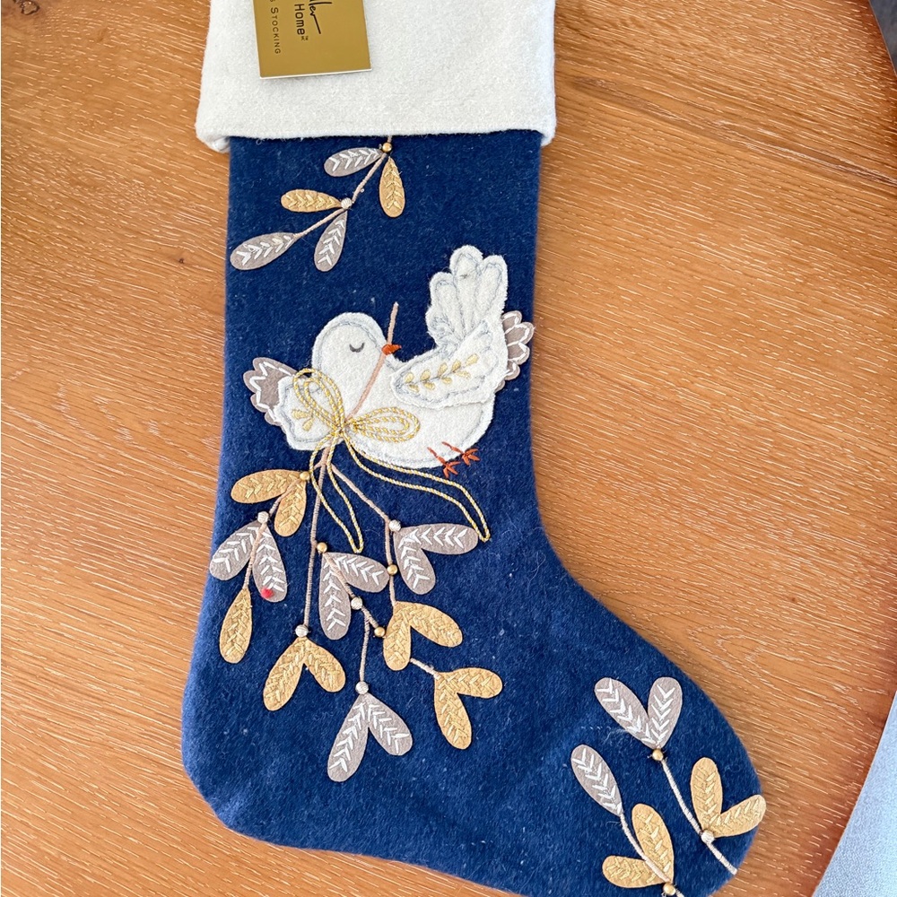 Nicole Miller Blue and Gold Holiday Stocking